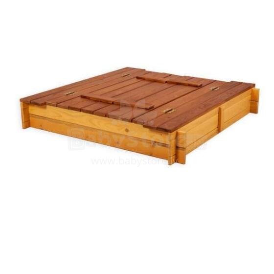 Folkland Art.114321 Brown Yellow Sandbox with cover 120cmx120cmx20cm