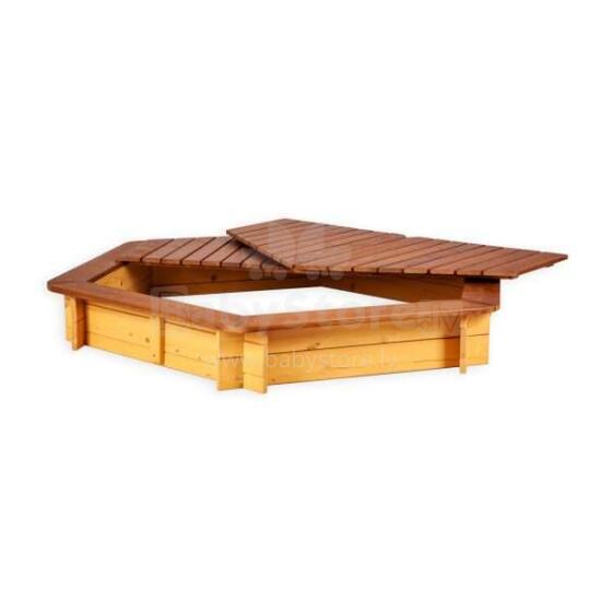 Folkland Art.114243 Brown Yellow Sandbox with cover 130cmx130cmx30cm