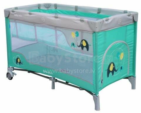 Baby Mix Art.8052-211 Mint multifunctional travel bed, 2 levels