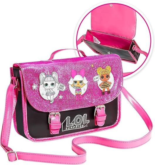 L.O.L. Surprise! Glitter Shoulder Bag – Unicorn, Diva & Queen Bee Design (Black & Pink)