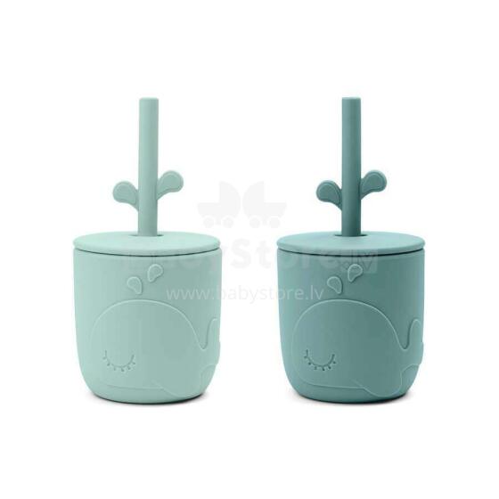 Done by Deer Peekaboo straw cup 2-pack Wally Blue