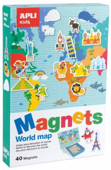 Apli Kids Magnets World Map Art.16494 Magnēšu pasaules karte