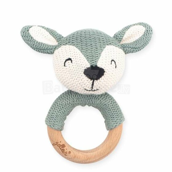 Jollein Teething Ring Dear Ash Green Art.054-014-65323  Ecological soft toy for kids Kõristi EKO puuvillast, Jänku, 100% naturaalne