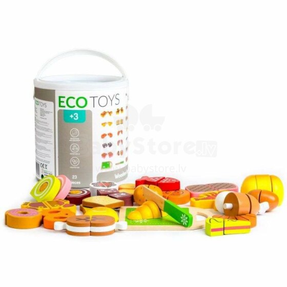 EcoToys Fruit Blocks Art.TL87115  Деревянные кубики в ведёрке