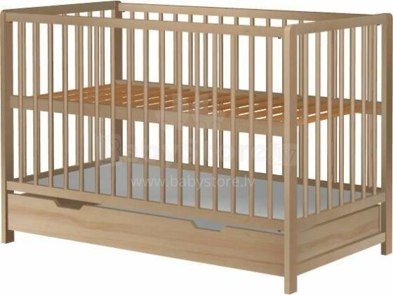 Baby Crib Club  DK  Art.117585 Natural  Детская деревянная кроватка с ящиком 120x60см