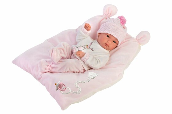Llorens Bimba Art. 63556  Виниловая кукла-малышка  на розовой подушке