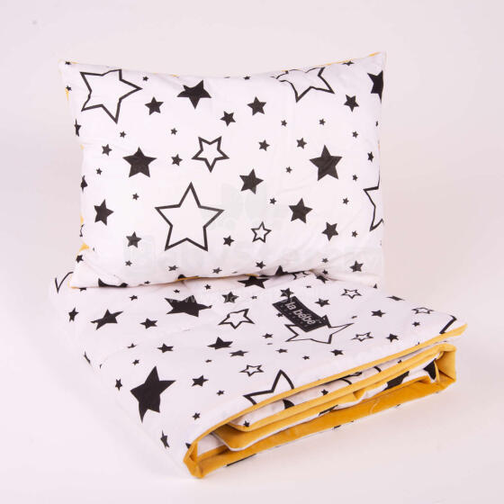La bebe™ Minky+Cotton Set 100x75/40x25 Art.79079 Stars/ Yellow Velvet Sega un spilvens (100x75/40x25 cm)