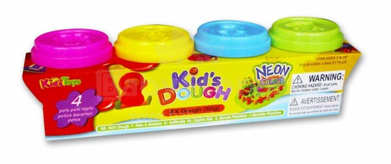 Kid's Dough Neon Art.11050  Plastilīns ar nospiedumiem, (4 x 50g.)