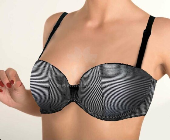 La Bebe™ Lingerie Eco Cotton Art.119750 Gray Stripes maternity / nursing bra with button-down strap