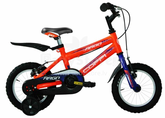 Coppi Argo Collas 12'' Art.CMU12000 Orange Детский двухколесный велосипед с дополнительными колёсиками [made in Italy]