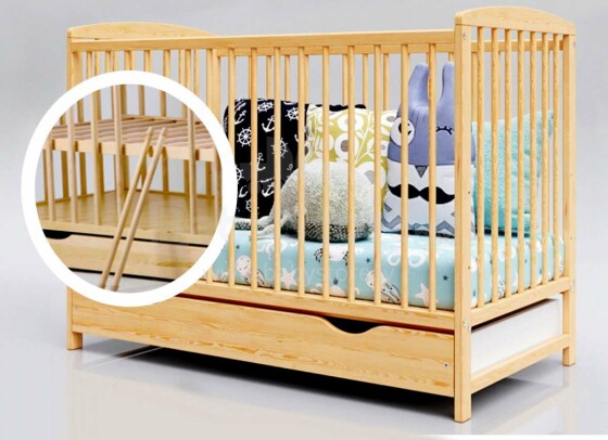 Baby Crib Club Wood  Art.120610 Natural Bērnu dabīga kokā gultiņa ar kasti 120x60cm