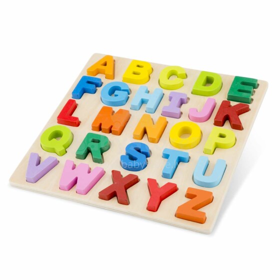 Naujas klasikinių žaislų abėcėlės straipsnis. 10534 Medinis vaikiškas galvosūkis su abėcėle