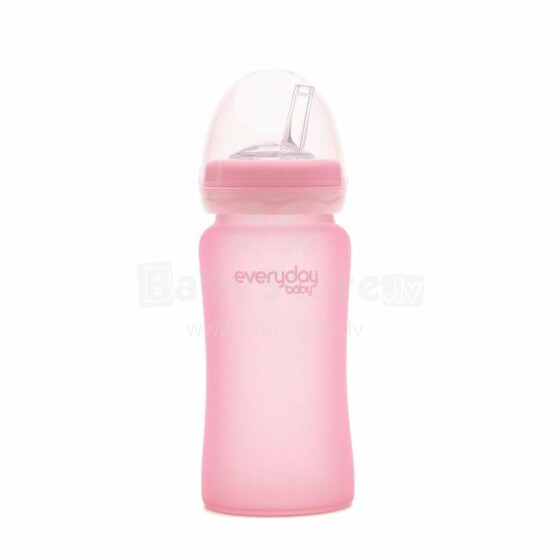 Everyday Baby  Glass Straw Bottle   Art.10384 Rose Pink  Стеклянная  бутылочка-поильник c cоломкой,240 мл