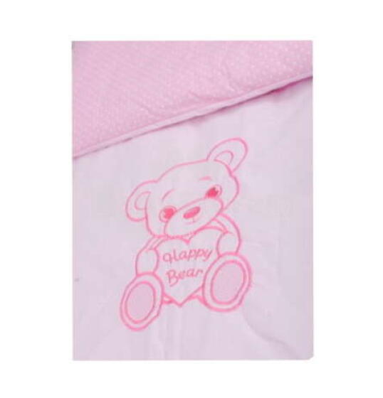 Komplekts ratiņiem HAPPY BEAR pink (sega + spilvens) ANKRAS