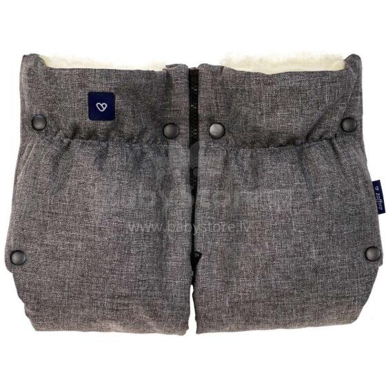 Ratiņu cimdi-mufta (divdaļīgie) ar aitas vilnu MELANGE GREY Womar M-068