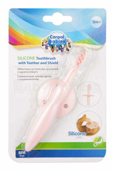 CANPOL BABIES silicone toothbrush with teether and shield for gums and first teeth, 51/500_pin