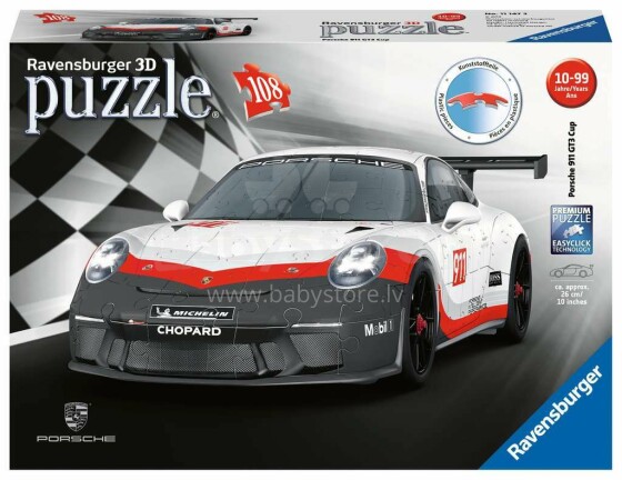 „RAVENSBURGER puzzle 3D Porsche GT3 Cup“, 108 psl., 11147