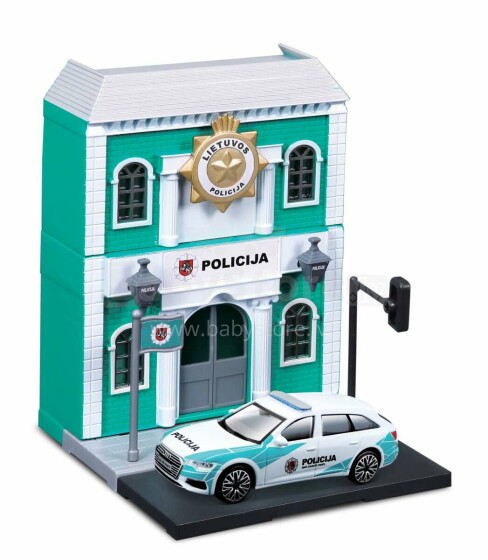 BBURAGO 1:43 policijas iecirknis ar policijas automašīnu Bburago City, 18-31502