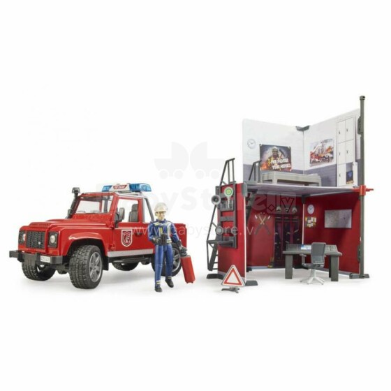 BRUDER gaisrinė su „Land Rover Defender“ ir ugniagesiu, 62701