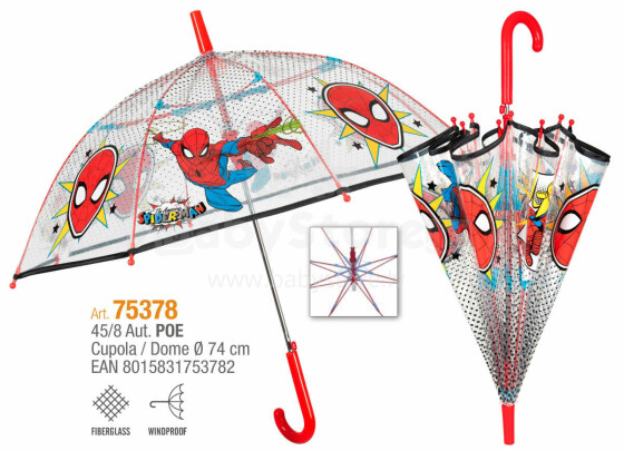 PERLETTI bērnu lietussargs Spiderman, 75378