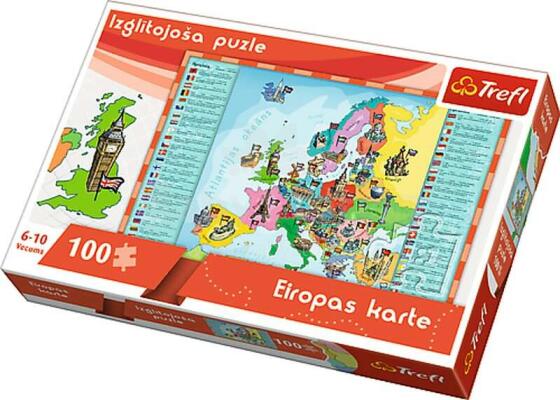 TREFL EDU Puzle 100 Eiropa LV
