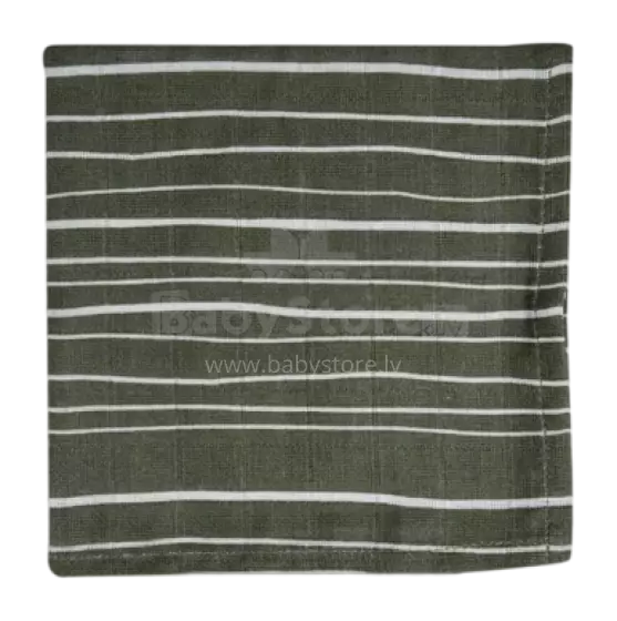La bebe™ Muslin Mouth Cloth Stripe & Olive Leaf Green GOTS Art.537-848-66094