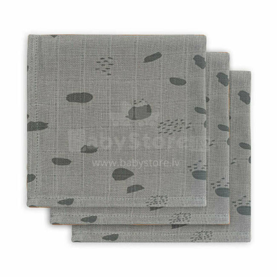 Jollein Muslin Spot Grey  Art.535-­855­-65347  Kvaliteetne musliini mähe bambusest, 3 tk. (70x70 sm)