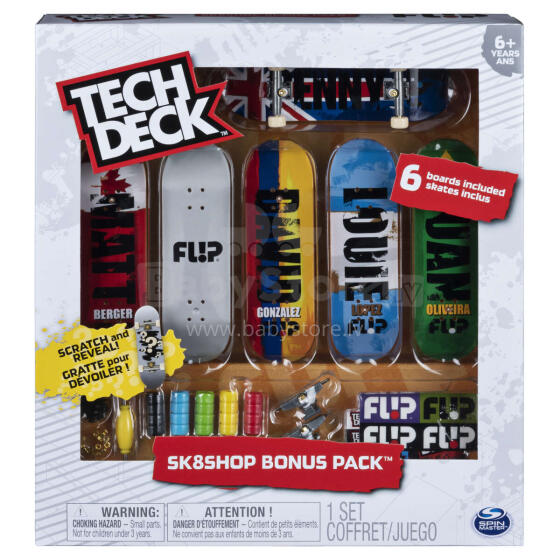 TECH DECK skrituļdēļa komplekts Bonus Sk8 Shop, 6 gab, sortimentu, 6028845
