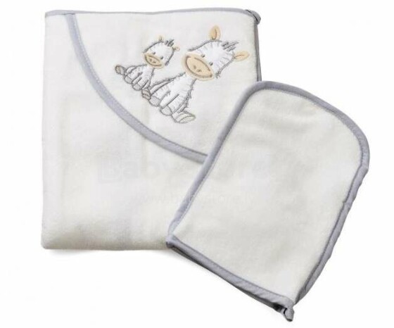 Maltex Towel Zebra Art.1081_60  Детское хлопковое полотенце с капюшоном 75x80 см+мочалка