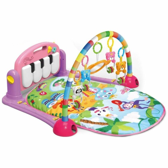 TLC Baby Piano Gym Mat  Art.T20306 Pink  Детский развивающий коврик с пианино и дугой с подвесками, со звуком
