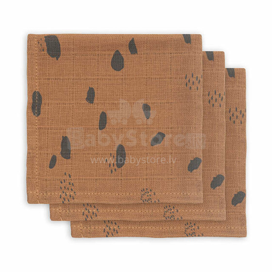 Jollein Muslin Cloth Art. 537-848-65346  Caramel  Augstākās kvalitātes muslina  autiņš sejai, 3 gb. (31x31 cm)