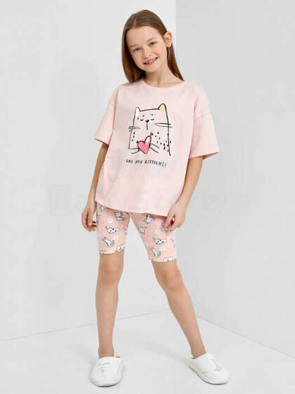Mark Formelle Cat Art.567730 bērnu kokvilnas pidžama krēkliņš+šorti
