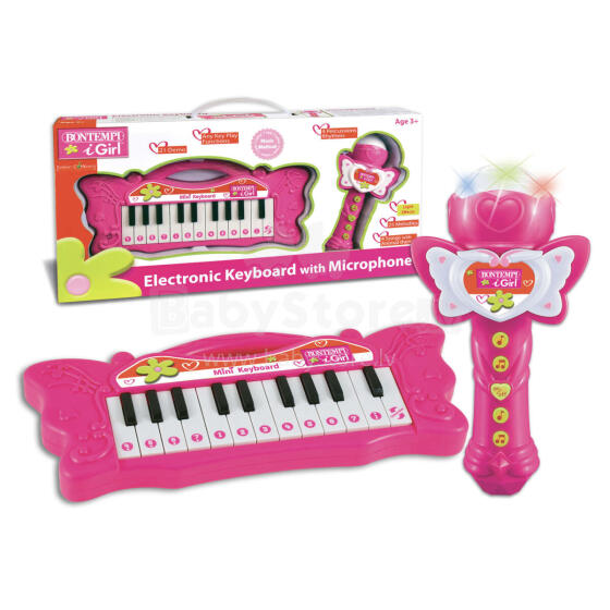 BONTEMPI 22 taustiņu elektroniskās tastatūras iGirl un karaoke mikrofona komplekts, 60 2171   