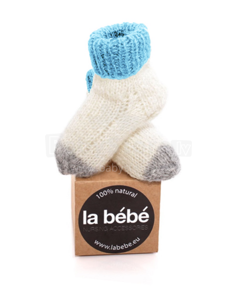 La Bebe™ Lambswool Natural Eco Socks Art.133519 Blue Dabīgas vilnas adītas bērnu zeķītes