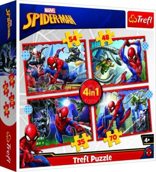 TREFL SPIDER-MAN Pužļu komplekts 4in1 Spiderman