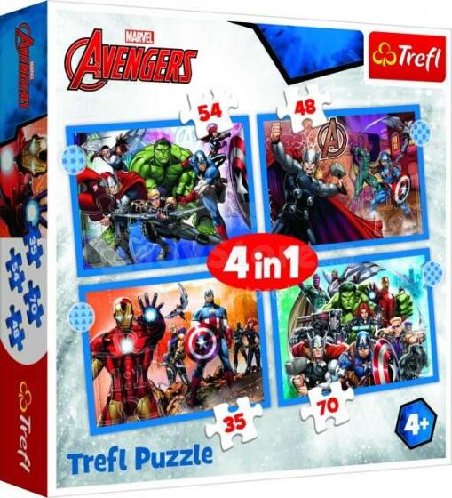 TREFL AVENGERS Pužļu komplekts 4in1 Avengers