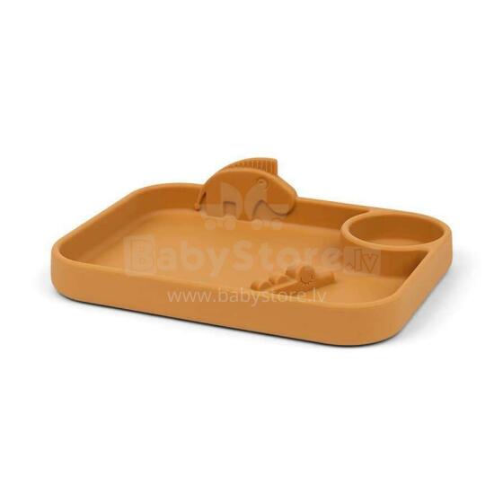 Done by Deer Peekaboo compartment plate Deer Friends, Mustard