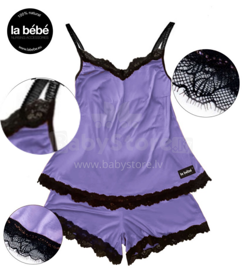 La bebe™ Maternity Cotton Art.137581 Violet Nakts krekliņs + šortii barošanai