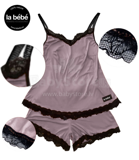 La bebe™ Maternity Cotton Art.138293 Light Purple Naktskrekliņs + šortii barošanai