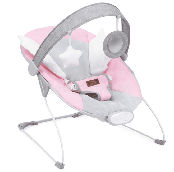 Momi Bouncer Tuli  Art.BULE00020 Wings Pink  Стильный детский шезлонг с музыкой и вибрацией