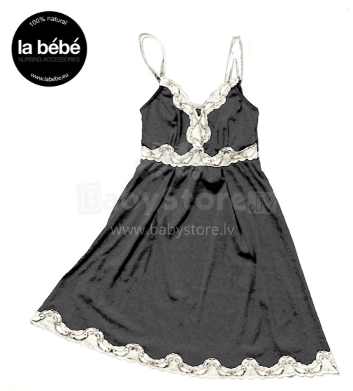 La Bebe™ Nursing Cotton Art.138757 Grey/Milk Mama Ночная сорочка для беременных и кормящих