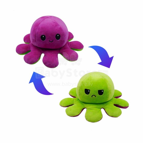 Atgriezenisks emociju astoņkājis, zaļa/violeta