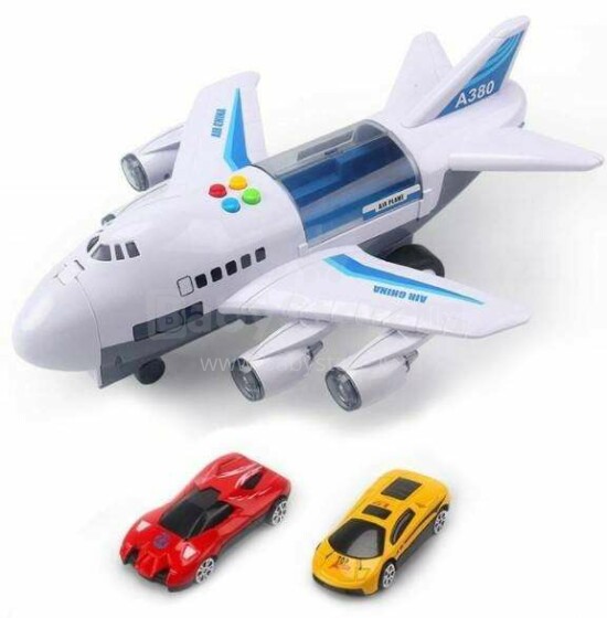 Lidmašīna ar konveijeru + 2 rotaļu automašīnas