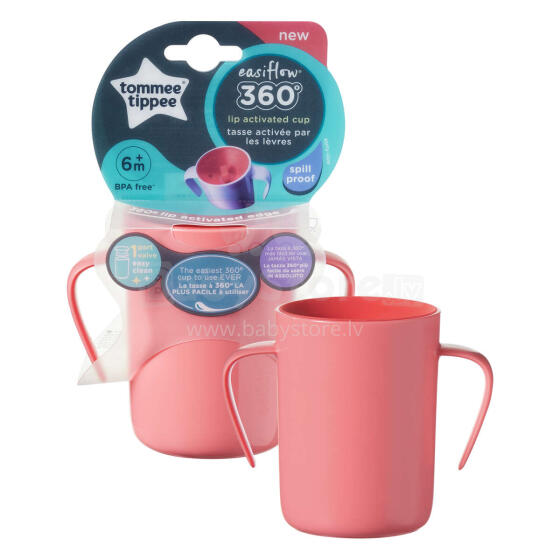 TOMMEE TIPPEE krūzīte ar rokturiem EASI-FLOW 360, 6m+, red, 44720511