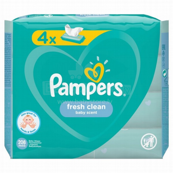 Pampers Sensitive Art.2T1954 mitrās salvetes,52x4 gab