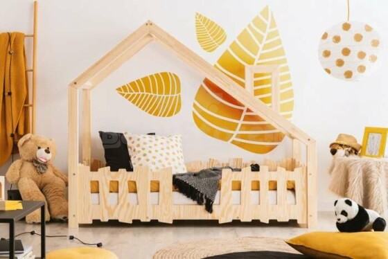 Adeko Furniture Yoko Art.70160  Bērnu gulta mājas formā no dabīgas priedes  160x70cm