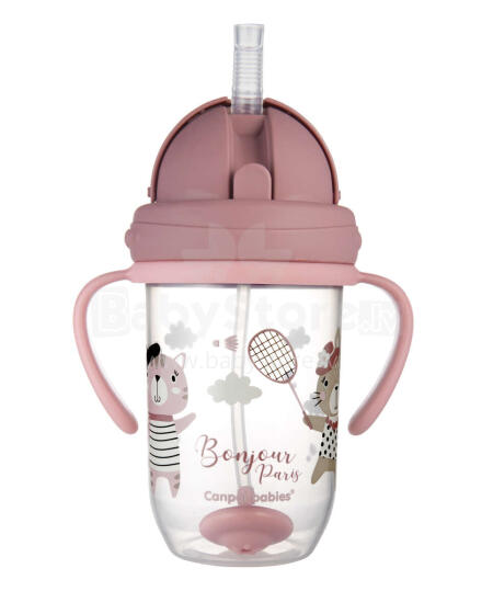 CANPOL BABIES mācību krūze BONJOUR PARIS, 6m+, 270ml, red, 56/607_red