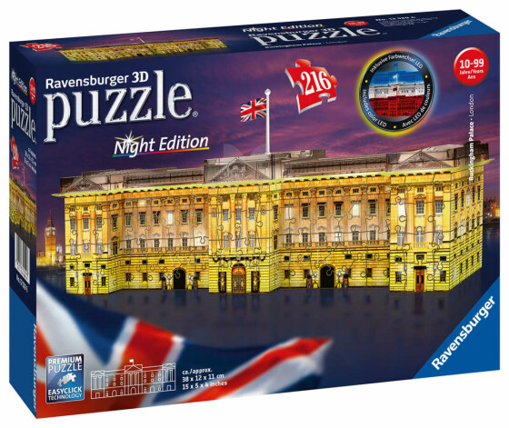 RAVENSBURGER 3D puzle Buckingham Palace, night edition, 216pcs., 12529