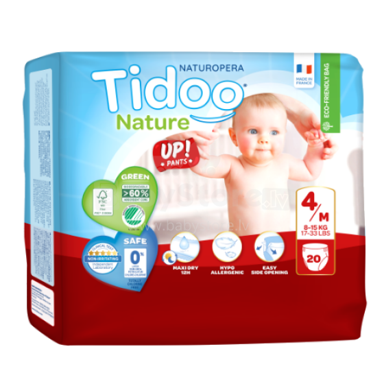 Tidoo Nature Pants Art.142613 Ecological diaper panties M size 8-15 kg, 20 pcs.