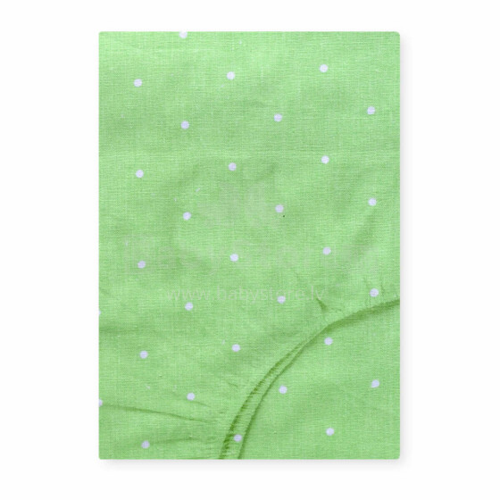 UR Kids Cotton  Art.143521 Green Dots Простынка хлопковая с резинкой 140x70cм